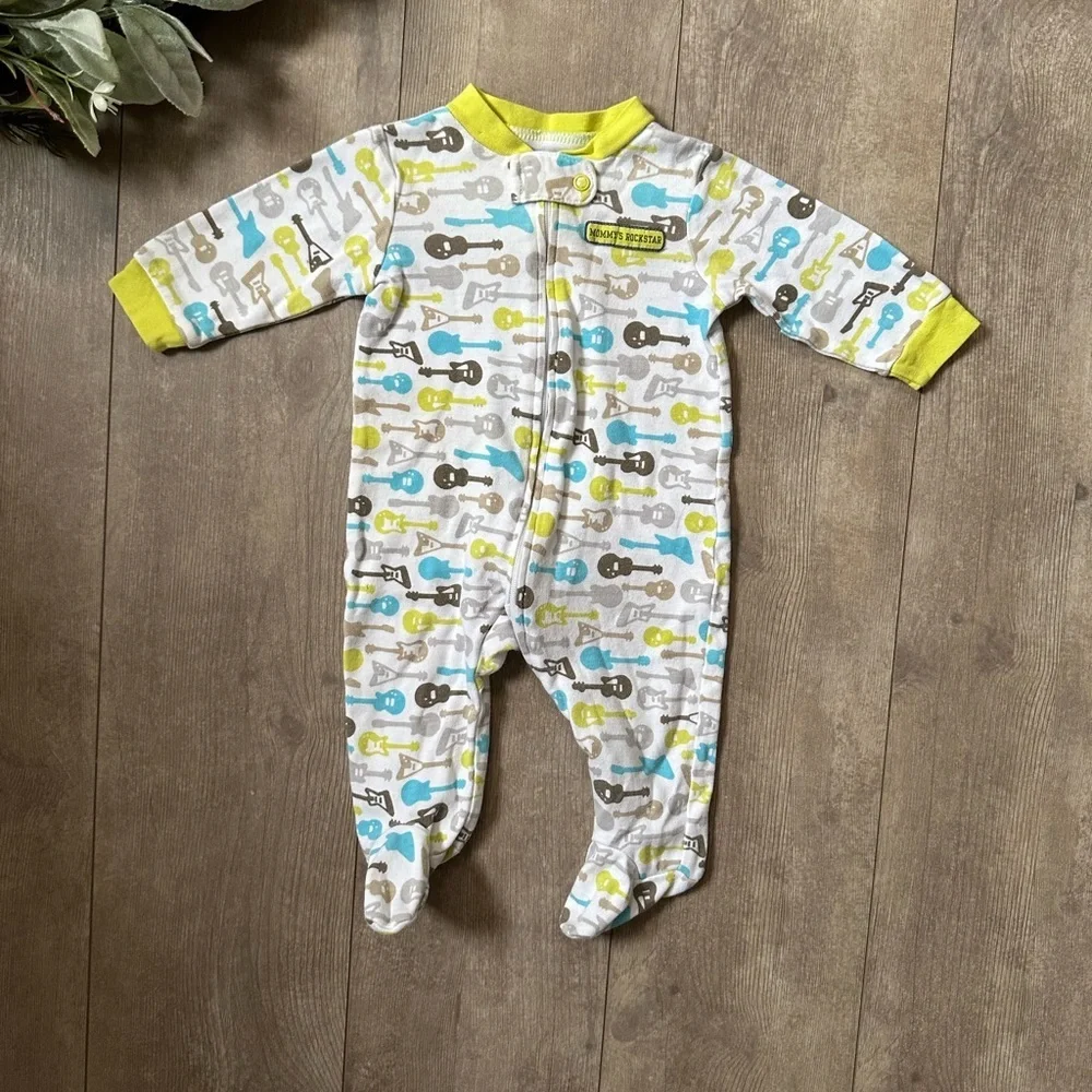 Y2K Carter’s Guitar One-Piece Mommy's Rockstar Baby Boy's Footies Size 3 Months
